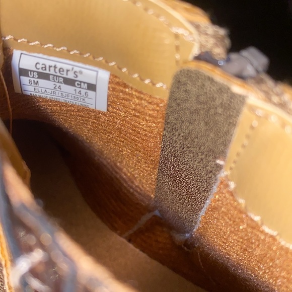 Carter's Girls Ella Jr Boots Metallic Bronze Side Zip Booties Sz 8M - Picture 6 of 6